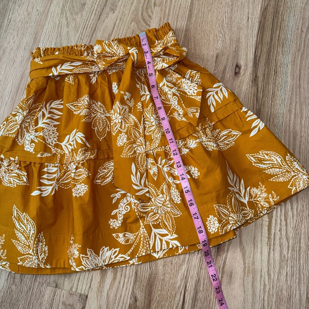 Anthropologie Maeve Somerset Mini Skirt 100% Cotton Golden Floral Medium - Picture 7 of 10